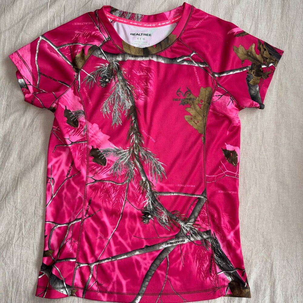 REALTREE Camo Pink Dri-More Tech Tee Shirt Size‎ M